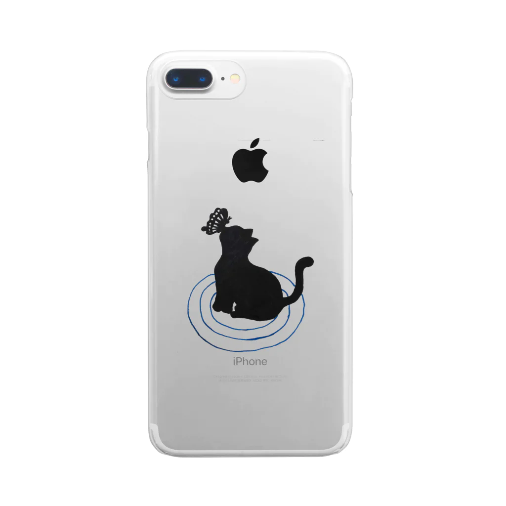 和柄アニマル💕の猫と蝶々 Clear Smartphone Case