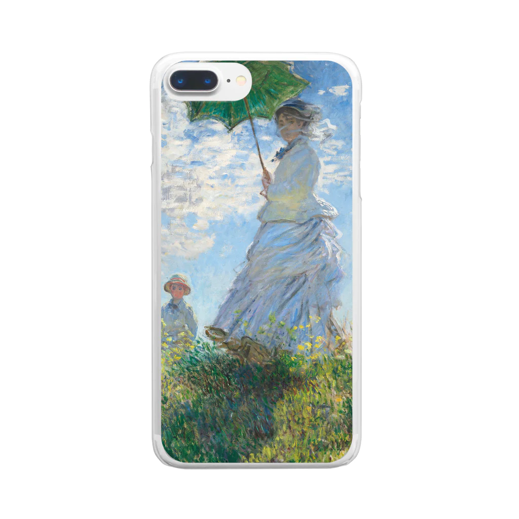 夜間遊泳のクロード・モネ　『散歩、日傘を指す女』　絵画プリント Clear Smartphone Case