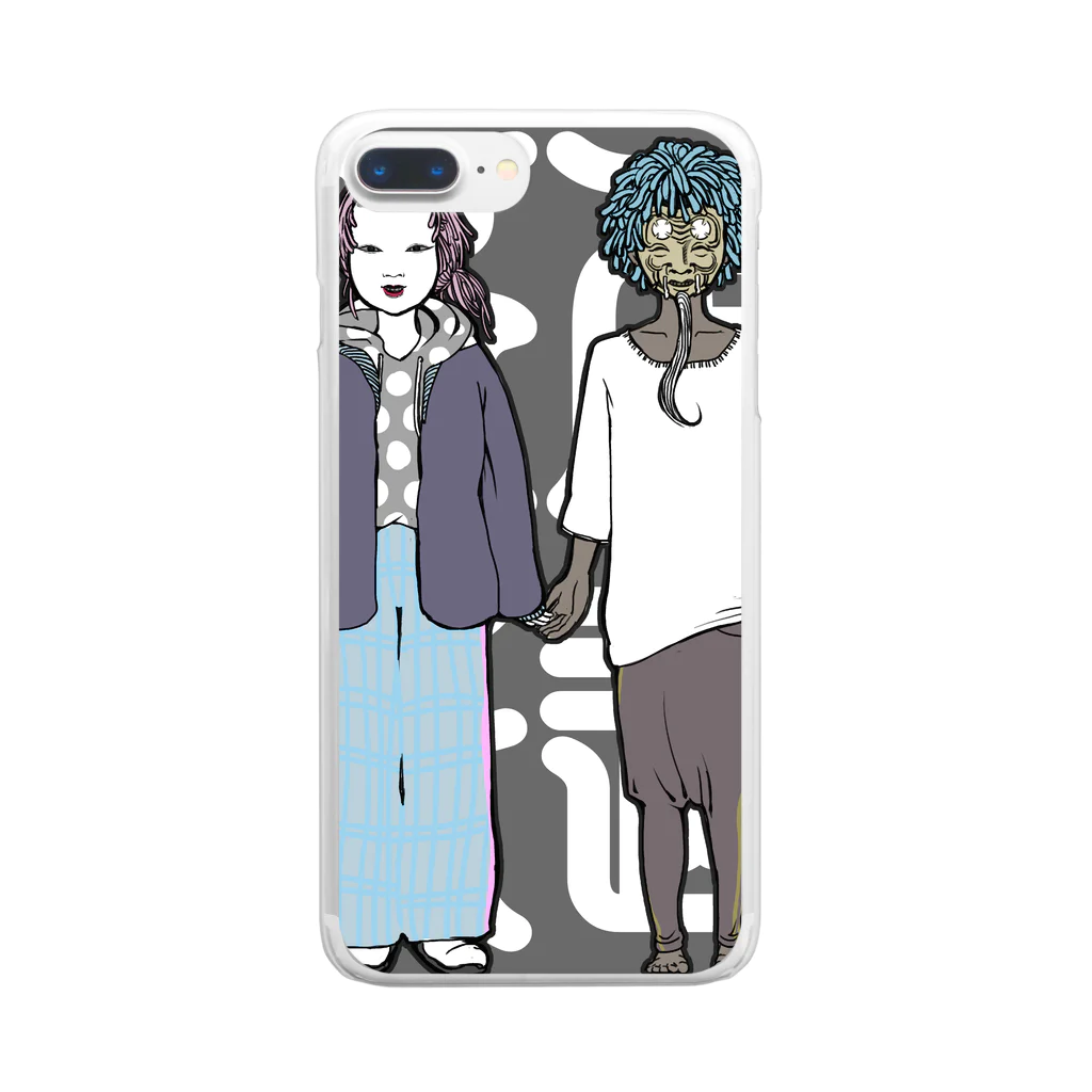 p74の能面友達 Clear Smartphone Case