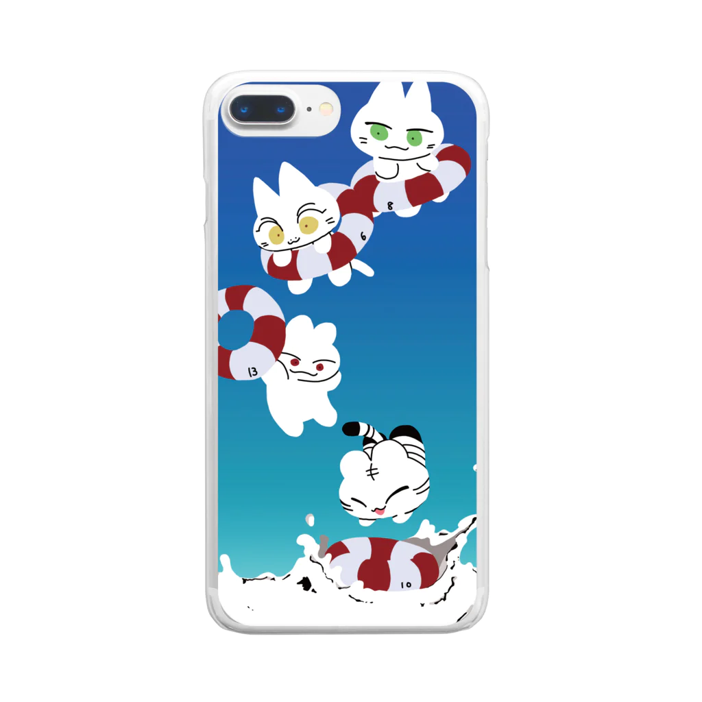 ばたーのswimming cats Clear Smartphone Case