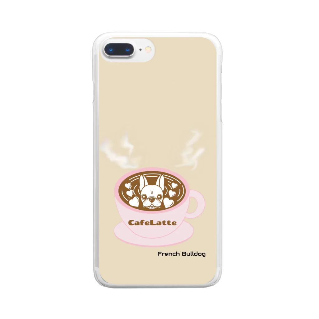 おさんぽわんこのラテアート(フレンチブルドッグ)☕ Clear Smartphone Case