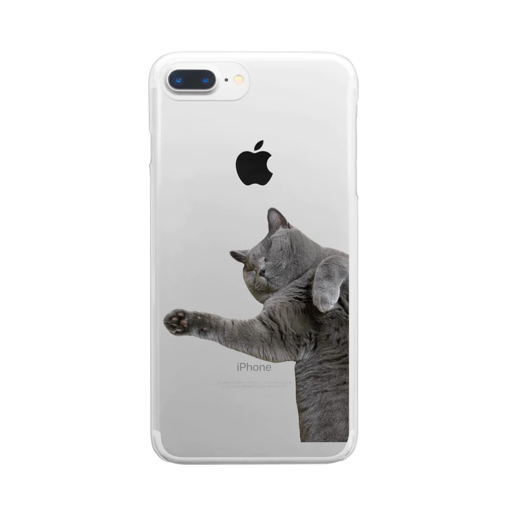 むっちり猫のむっちり丸のむっちり丸スヤスヤ Clear Smartphone Case