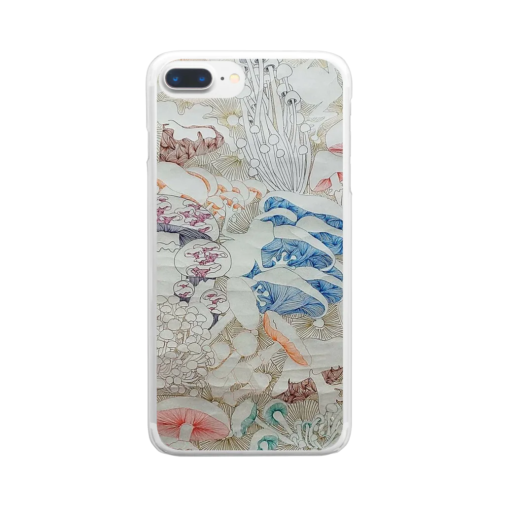 chantoのきのこ線描き Clear Smartphone Case