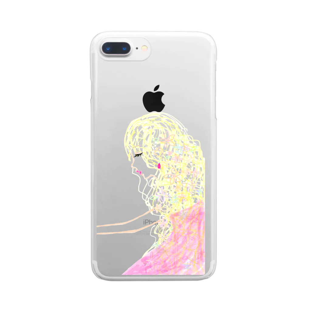 honey bunnyの髪に花をつけた女の子 Clear Smartphone Case