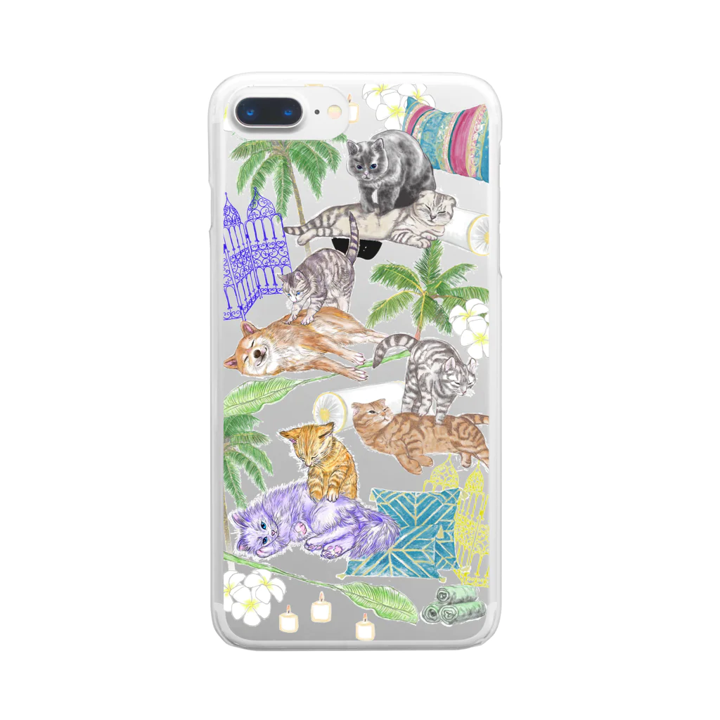 MEZAME shopの猫SPAラグジュアリー Clear Smartphone Case