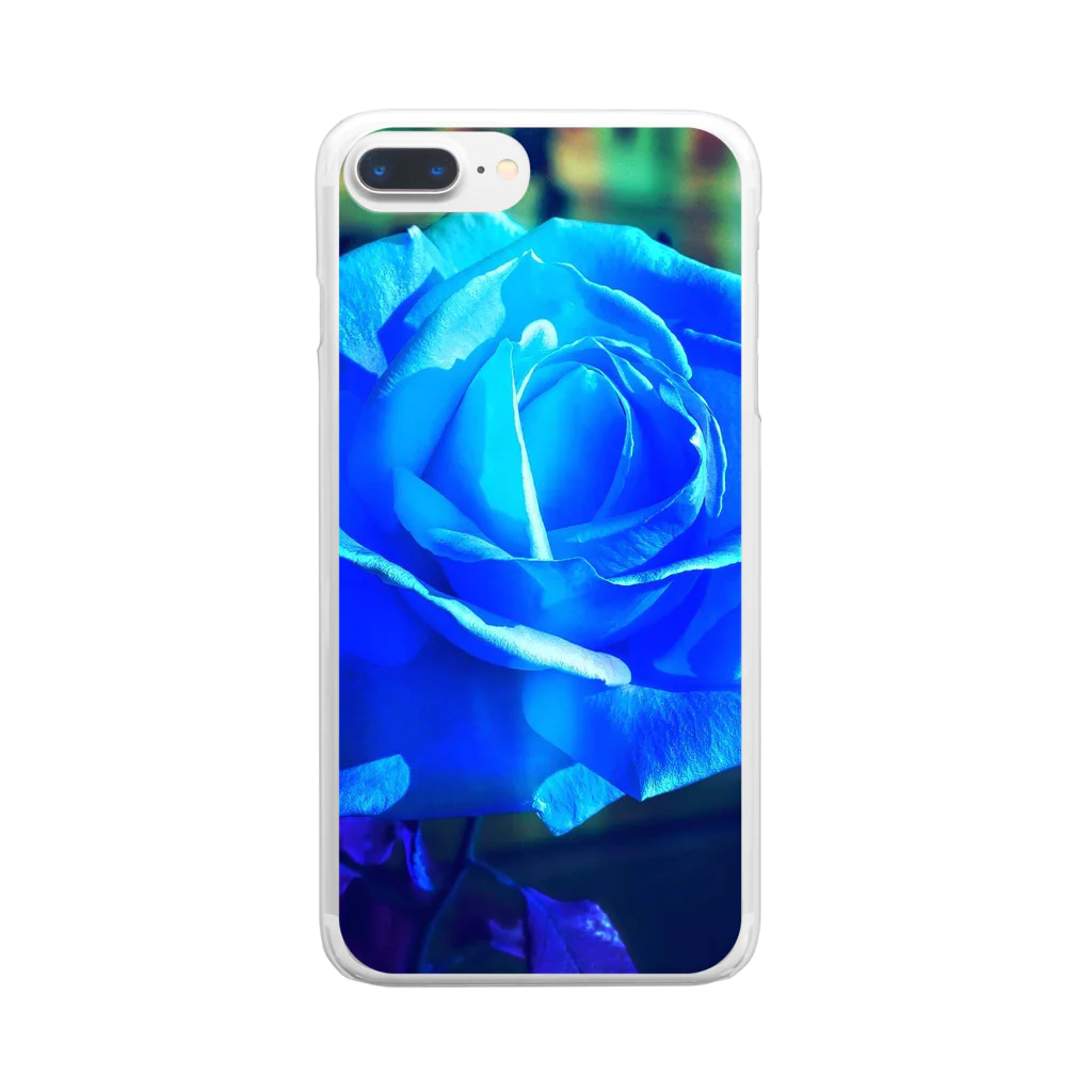 幸運❤happy🌈の幸運の青いバラ🌹💙 Clear Smartphone Case