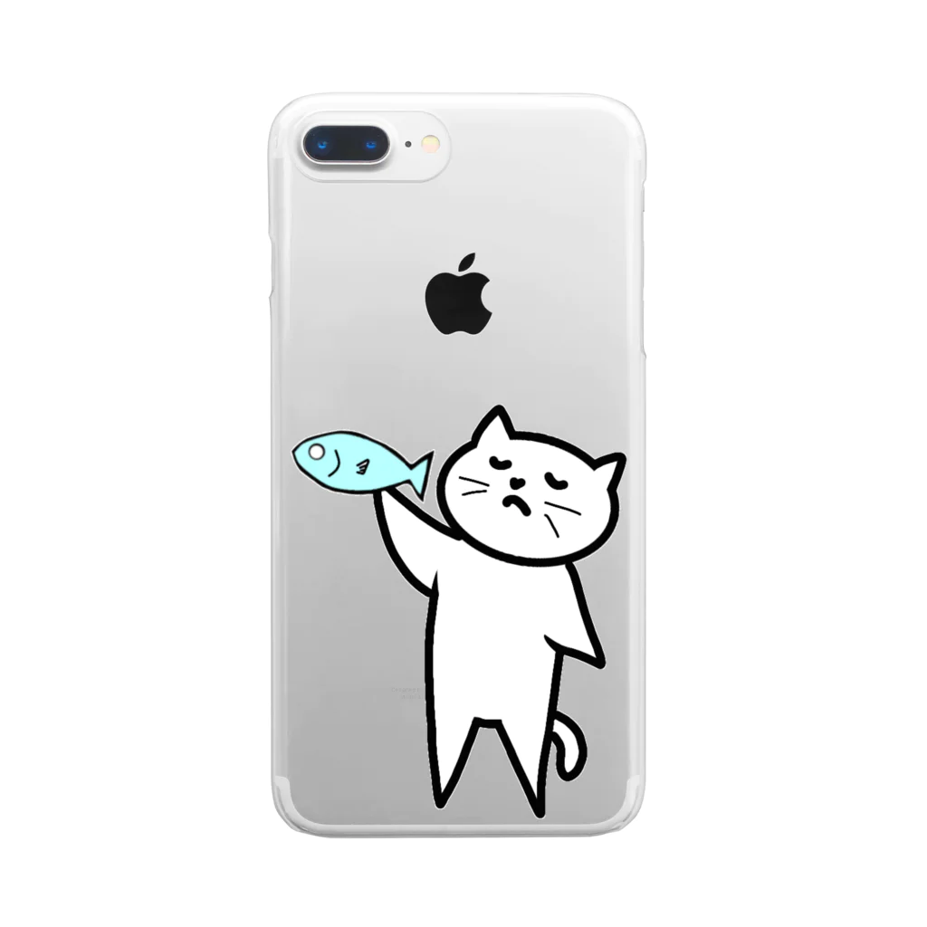 L-Monkeyのやっぱコレだねこ(白ネコ) Clear Smartphone Case