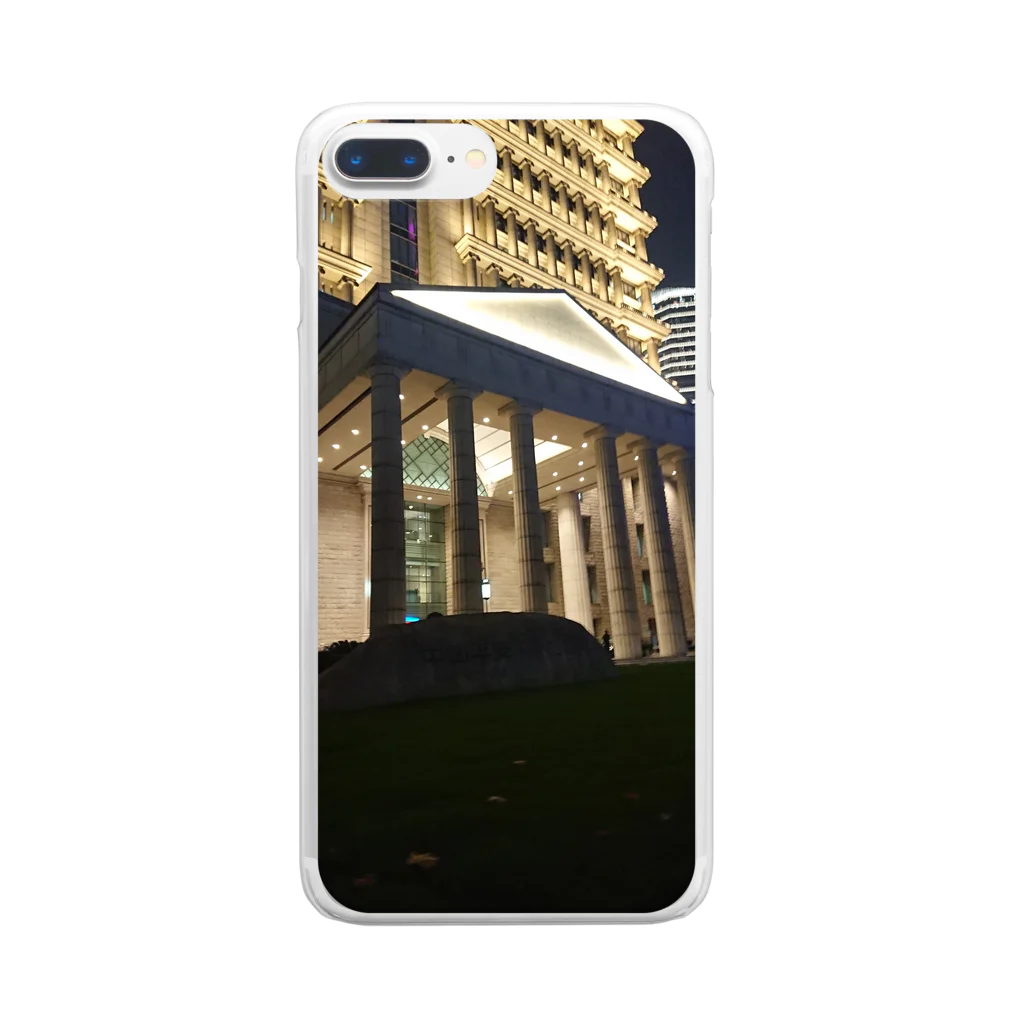 月華の上海のギリシア建築(夜景編) Clear Smartphone Case