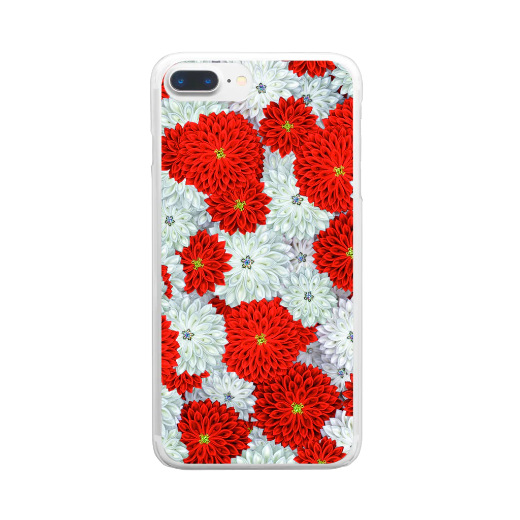 Japanese Fabric Flower coconの朱羽×雪華 Clear Smartphone Case