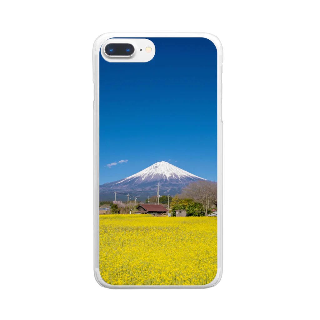 月と鼈の富士山と菜の花 Clear Smartphone Case