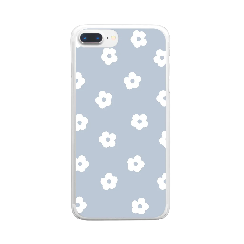 element88の花柄/ブルー Clear Smartphone Case