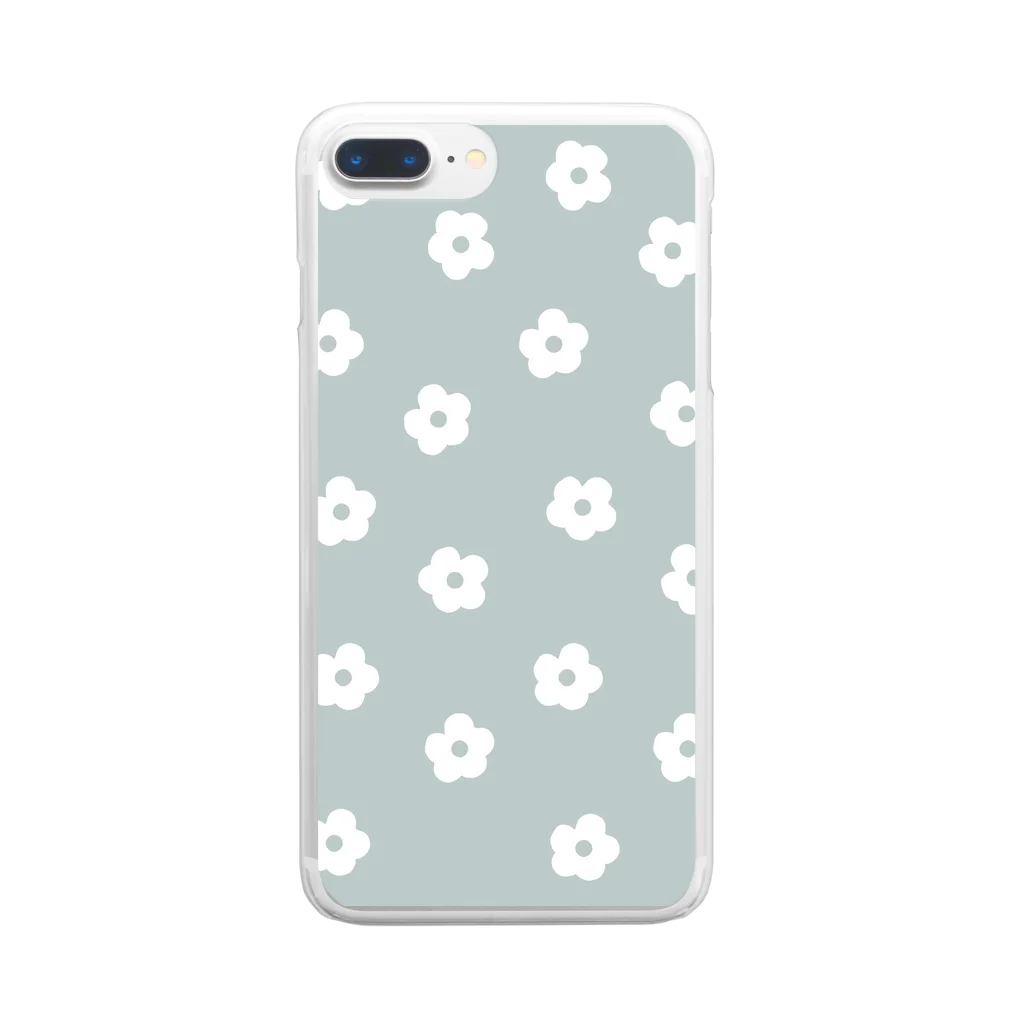 element88の花柄/グリーン Clear Smartphone Case