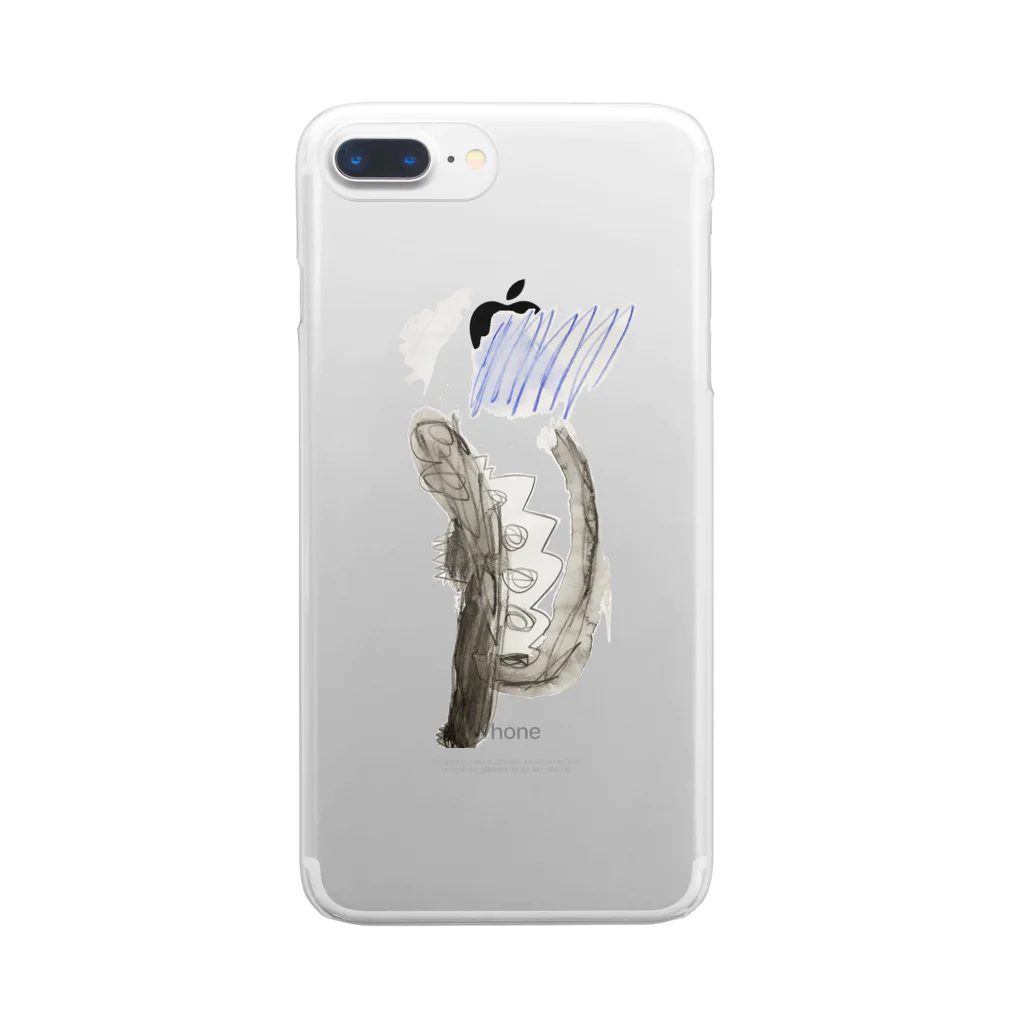 こうきのお店の雨の中を歩く恐竜 Clear Smartphone Case