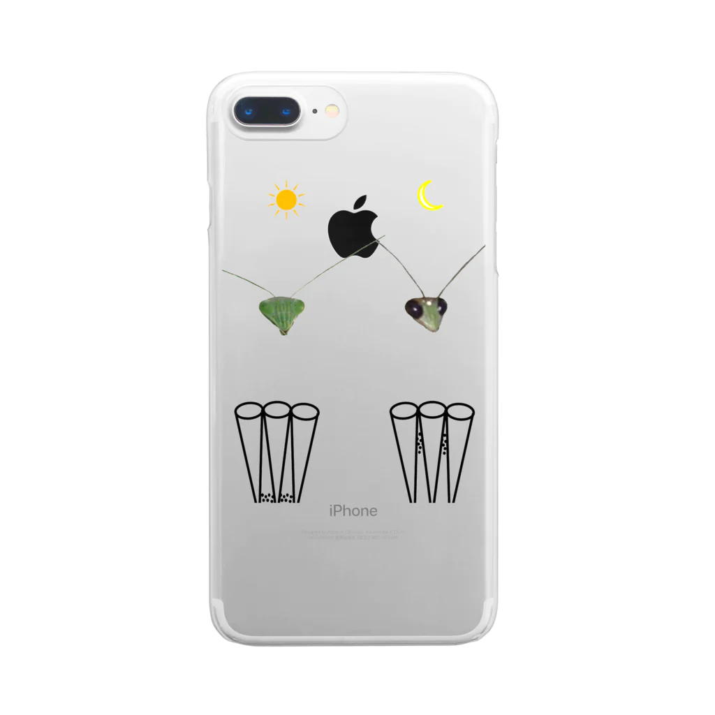 L_arctoaのカマキリの昼と夜の複眼（絵文字、背景透過ver） Clear Smartphone Case