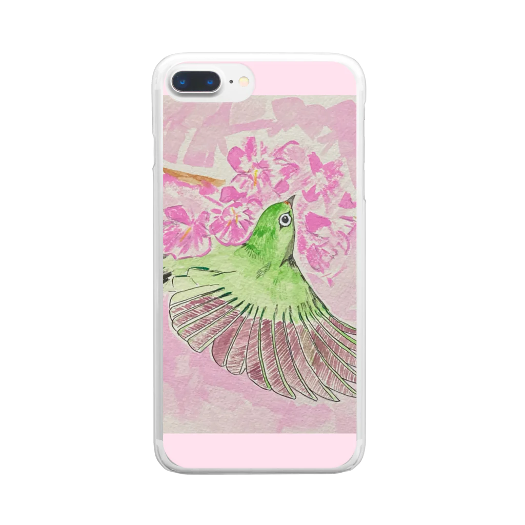 Coshi-Mild-Wildのメジロ with 桜🌸_2 Clear Smartphone Case