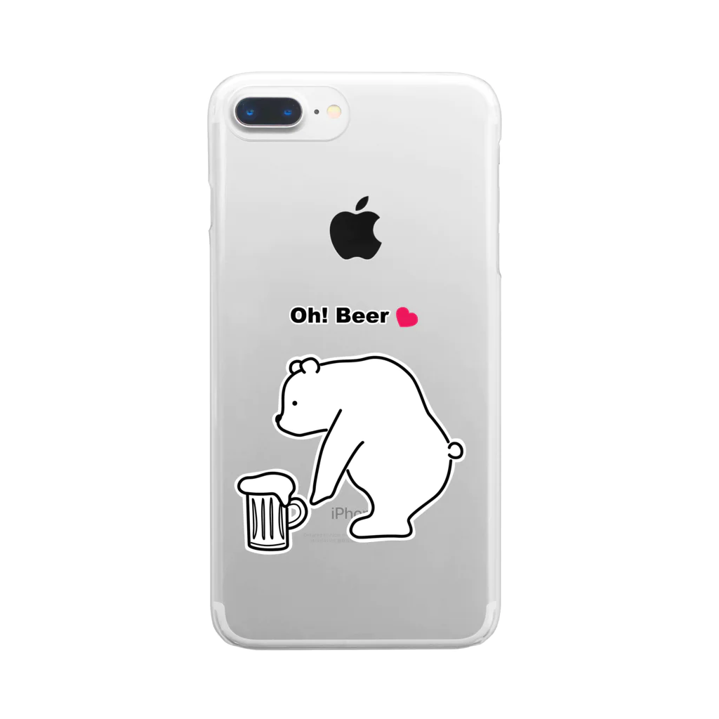 Atelier CのBeerを拾ったBear クリアスマホケース