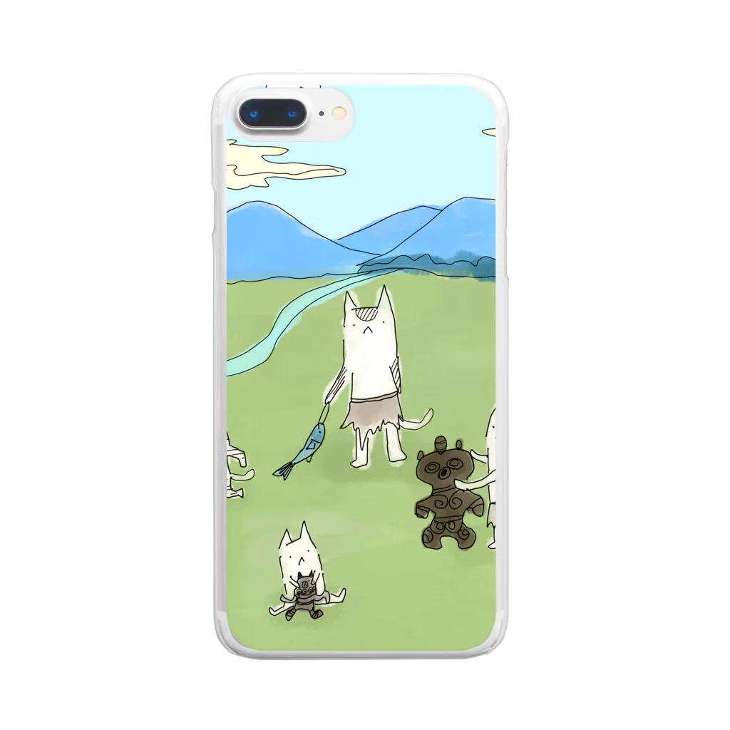 はねさんの楽しいお店のおっきネコちっさいネコ土偶レッスン Clear Smartphone Case