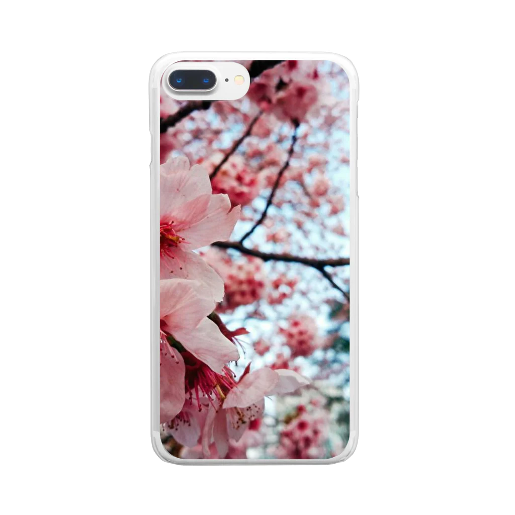 フィルムカメラと花の3月の桜 クリアスマホケース