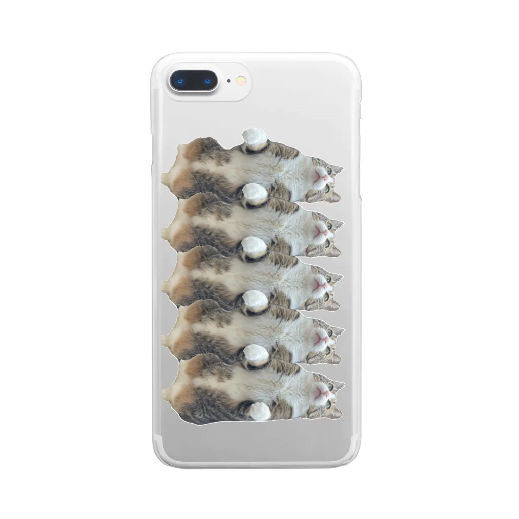 miyu_the_catの手つなぎ5連キャット Clear Smartphone Case