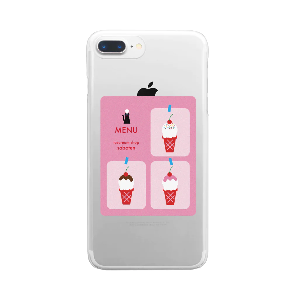 saboten のice cream shop menu Clear Smartphone Case