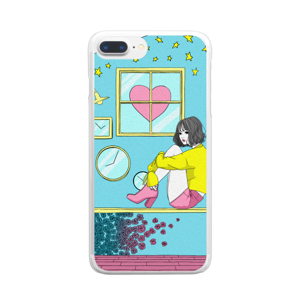 azbiin-shopのハート女の子ちゃん Clear Smartphone Case