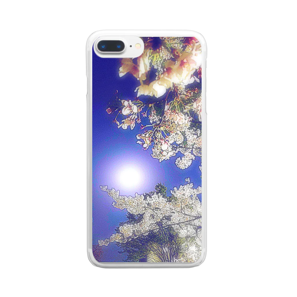 マロマロの桜と月 Clear Smartphone Case