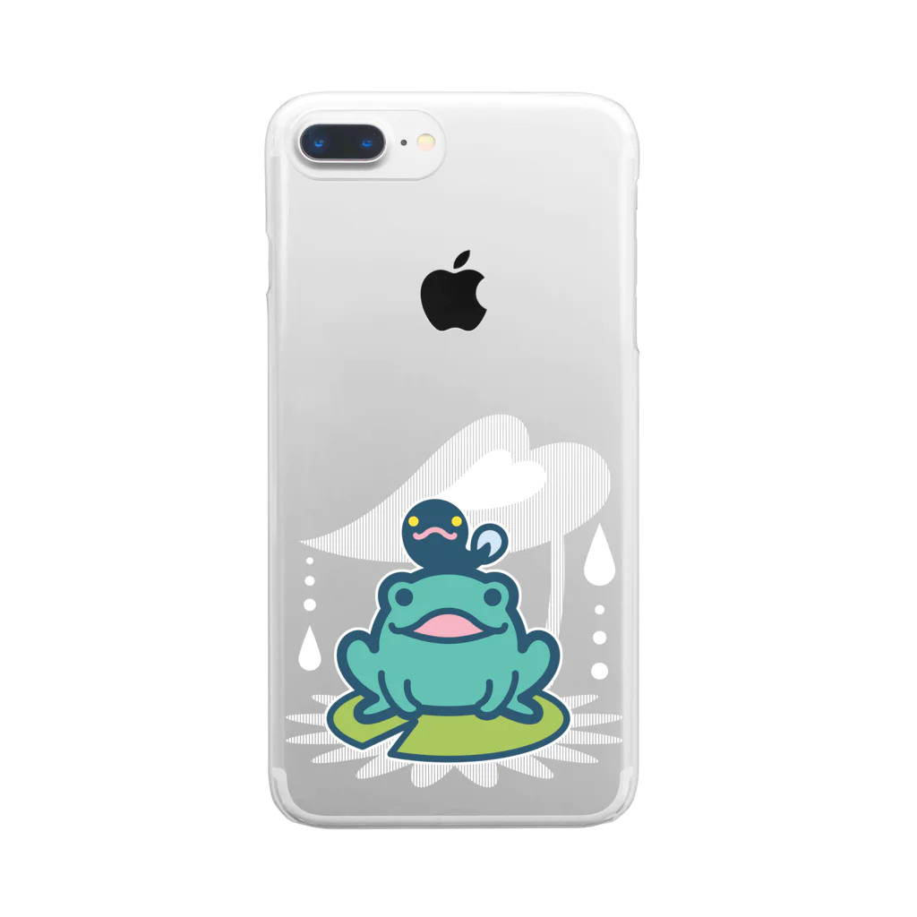 かわずやのかえるのおやこ（カラー白柄あり） Clear Smartphone Case