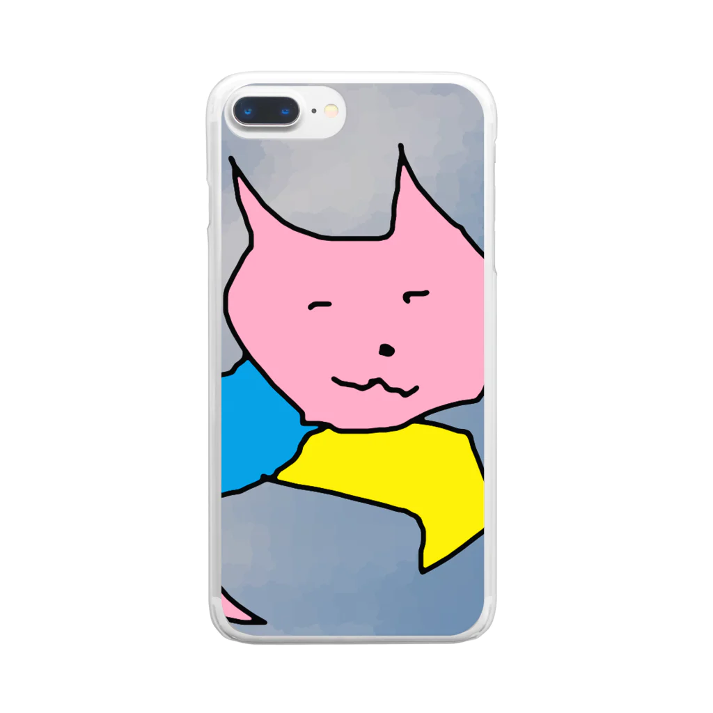 水草の猫マンと空 Clear Smartphone Case