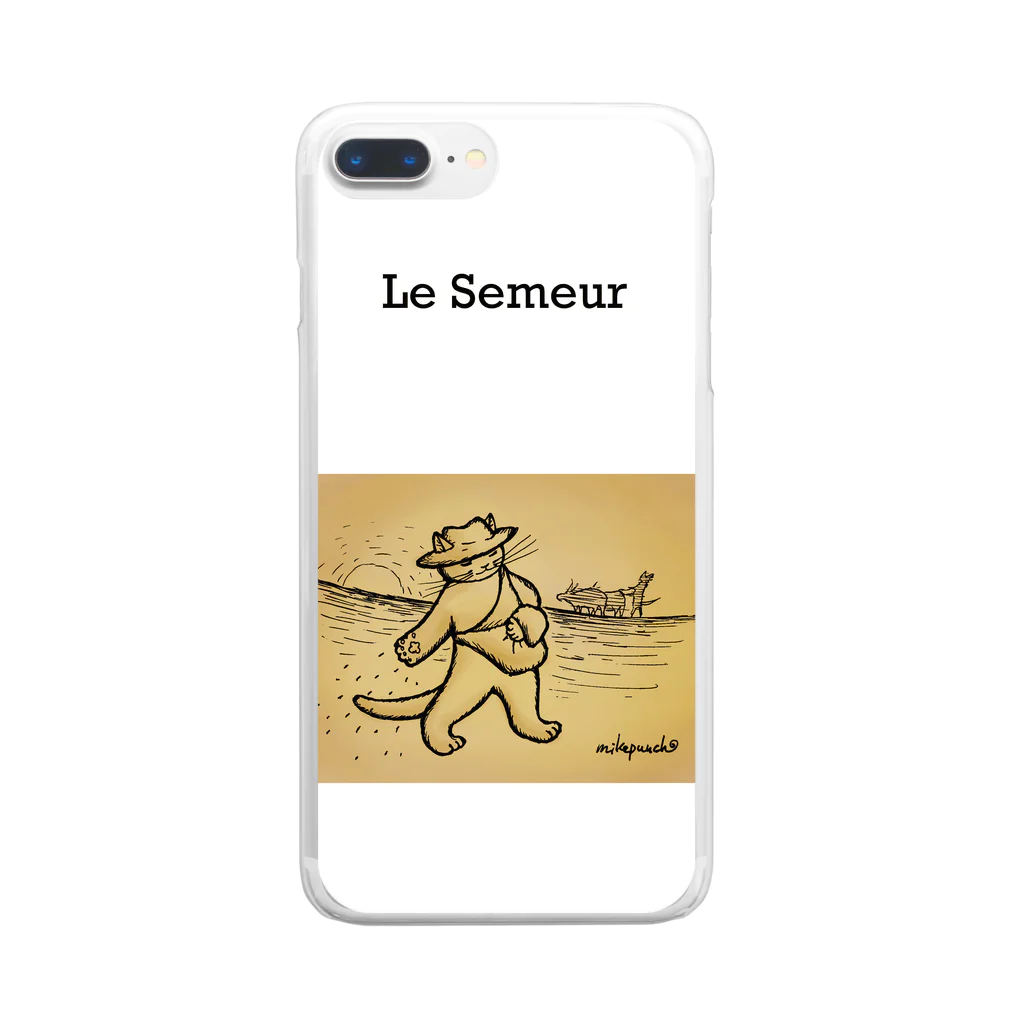 mikepunchのLe Semeur 種をまく猫　wt Clear Smartphone Case