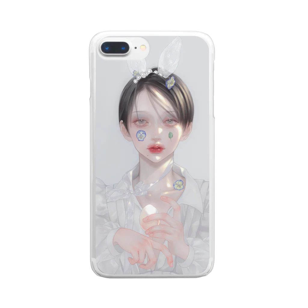 烏帽子 眇眼のEaster usausa Clear Smartphone Case