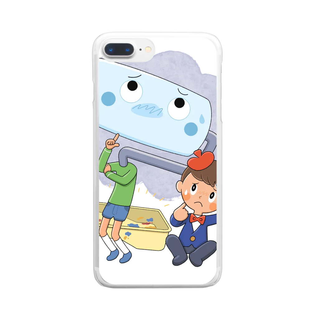 絵本　南紀「パンダ店長」シリーズのこまったな！　ローラーくんとゆうやくん Clear Smartphone Case