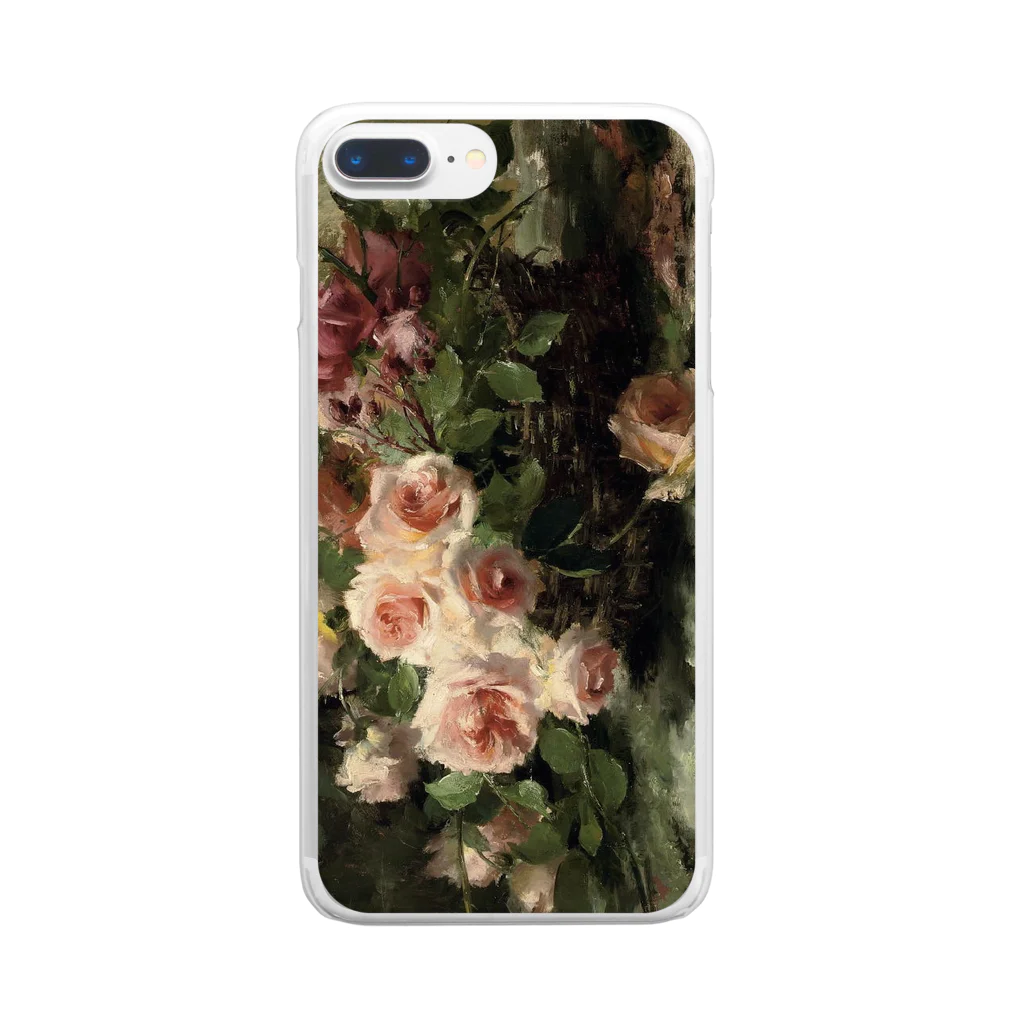 花名画アートグッズのフランス・モルテルマン《バスケットのピンクの薔薇》 Clear Smartphone Case