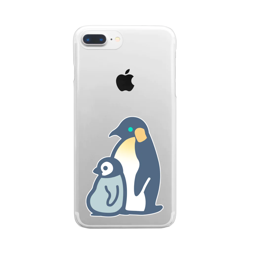 かわずやのぺんぎんのおやこ（カラー） Clear Smartphone Case