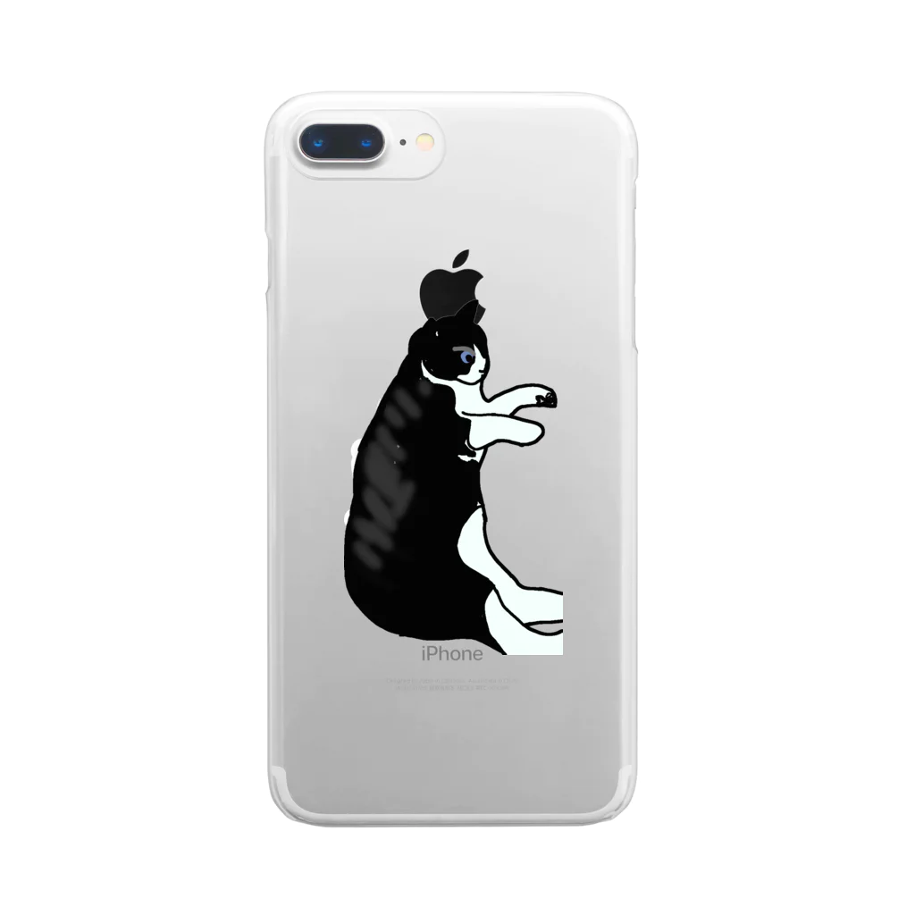 ぽけきゃんの黒と白の猫 Clear Smartphone Case