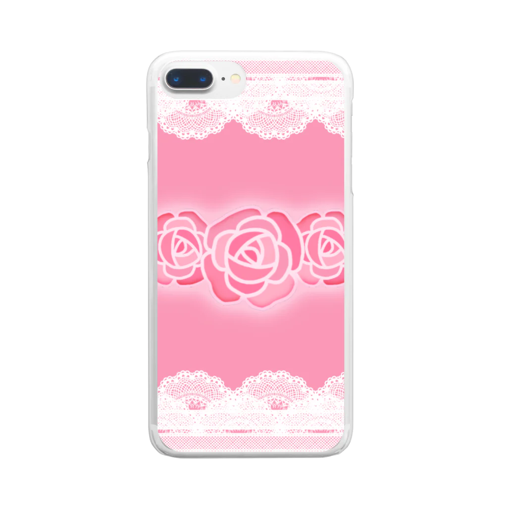 麦畑の薔薇とレース(スマホケース) Clear Smartphone Case