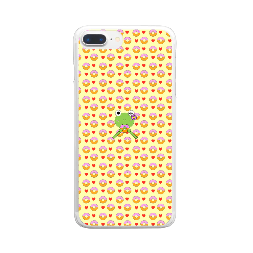 🐸かえるさんと仲間たち🐸のドーナツ大好きかえるさん  Clear Smartphone Case