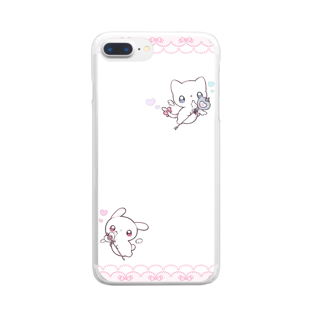 かわいいね本舗のメンヘラうさぎねこ Clear Smartphone Case