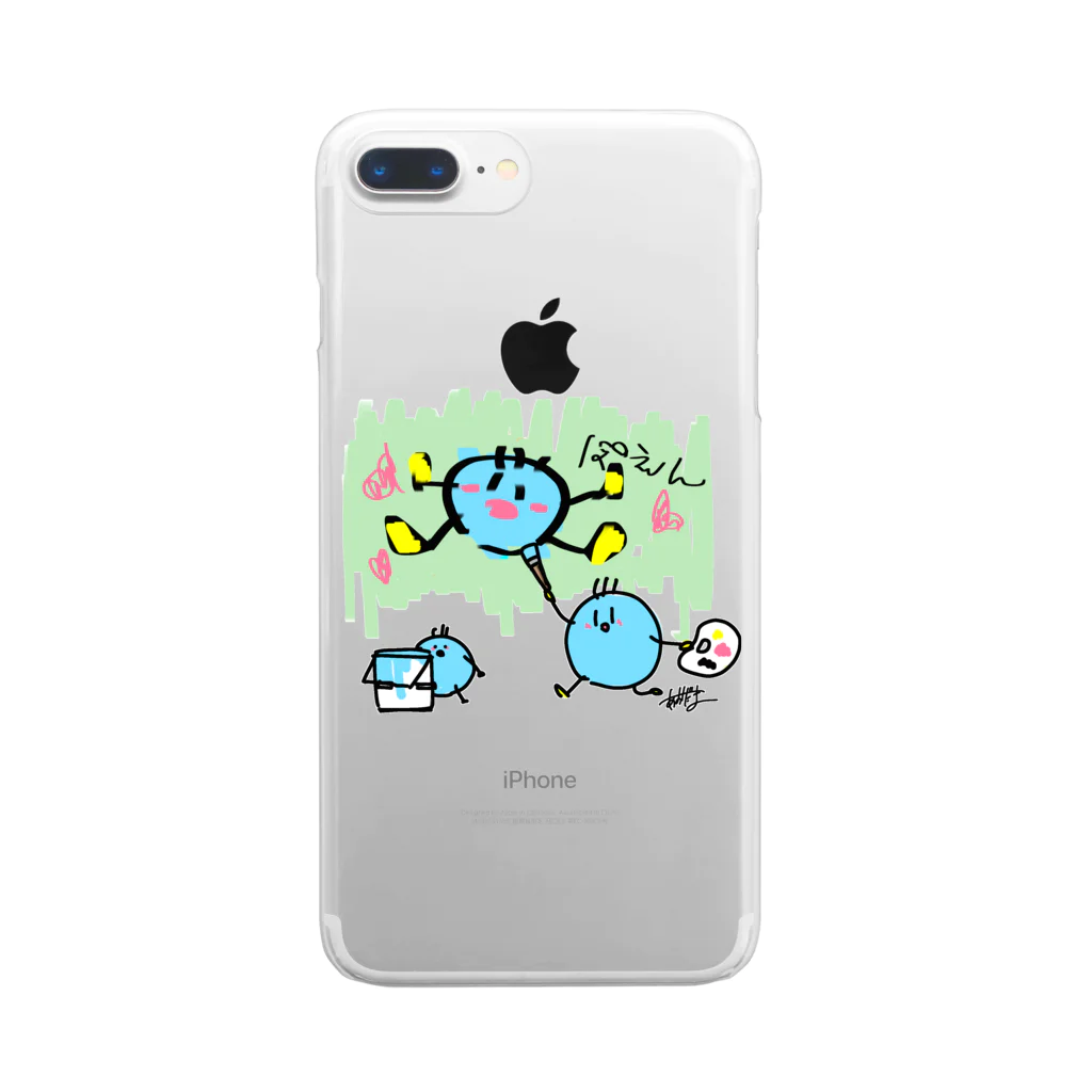 ぽえぽえぽえぽえ〜〜の青だまが絵をかいてみた！ Clear Smartphone Case