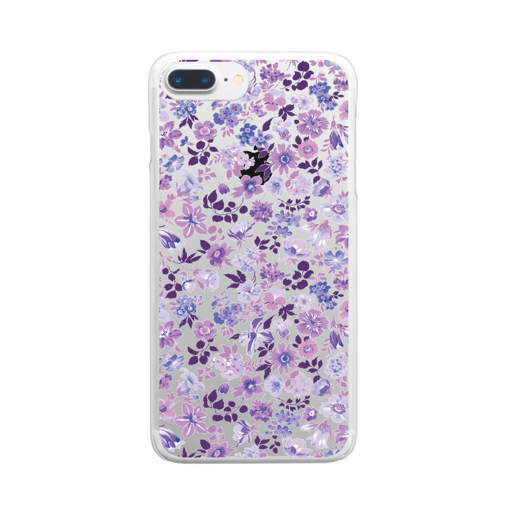 Neo_louloudi(ネオルルディ)のsmall flower garden(purple) Clear Smartphone Case