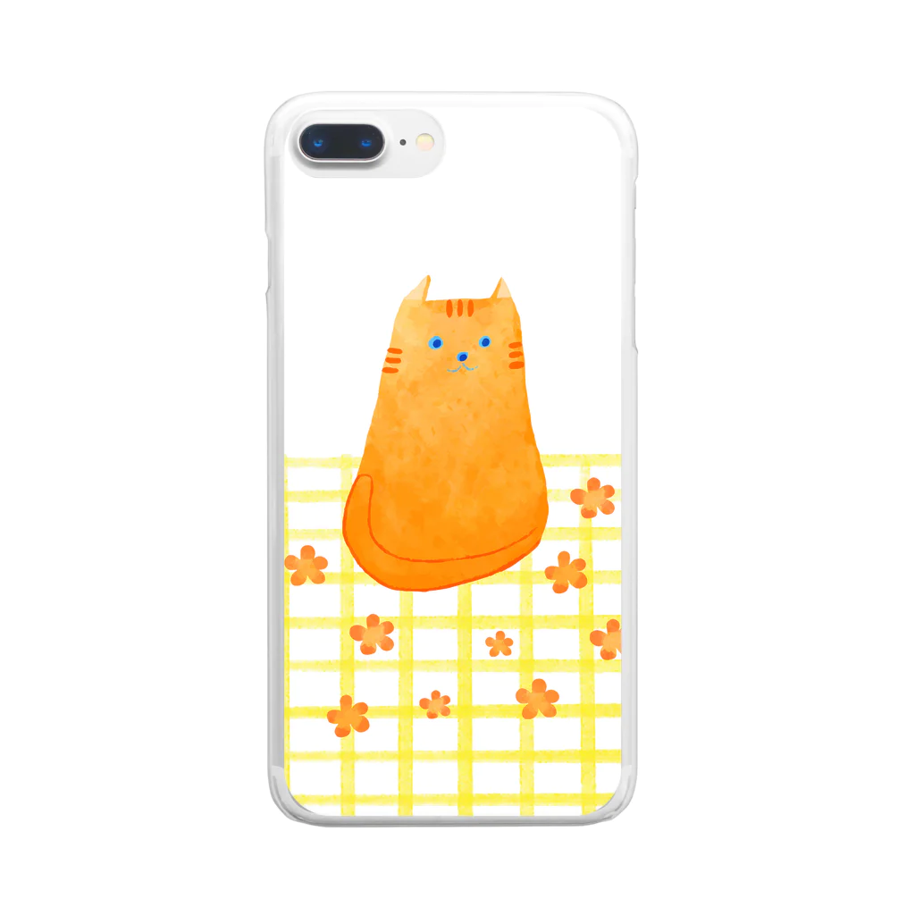 applewinee_illustrationのorange cat クリアスマホケース