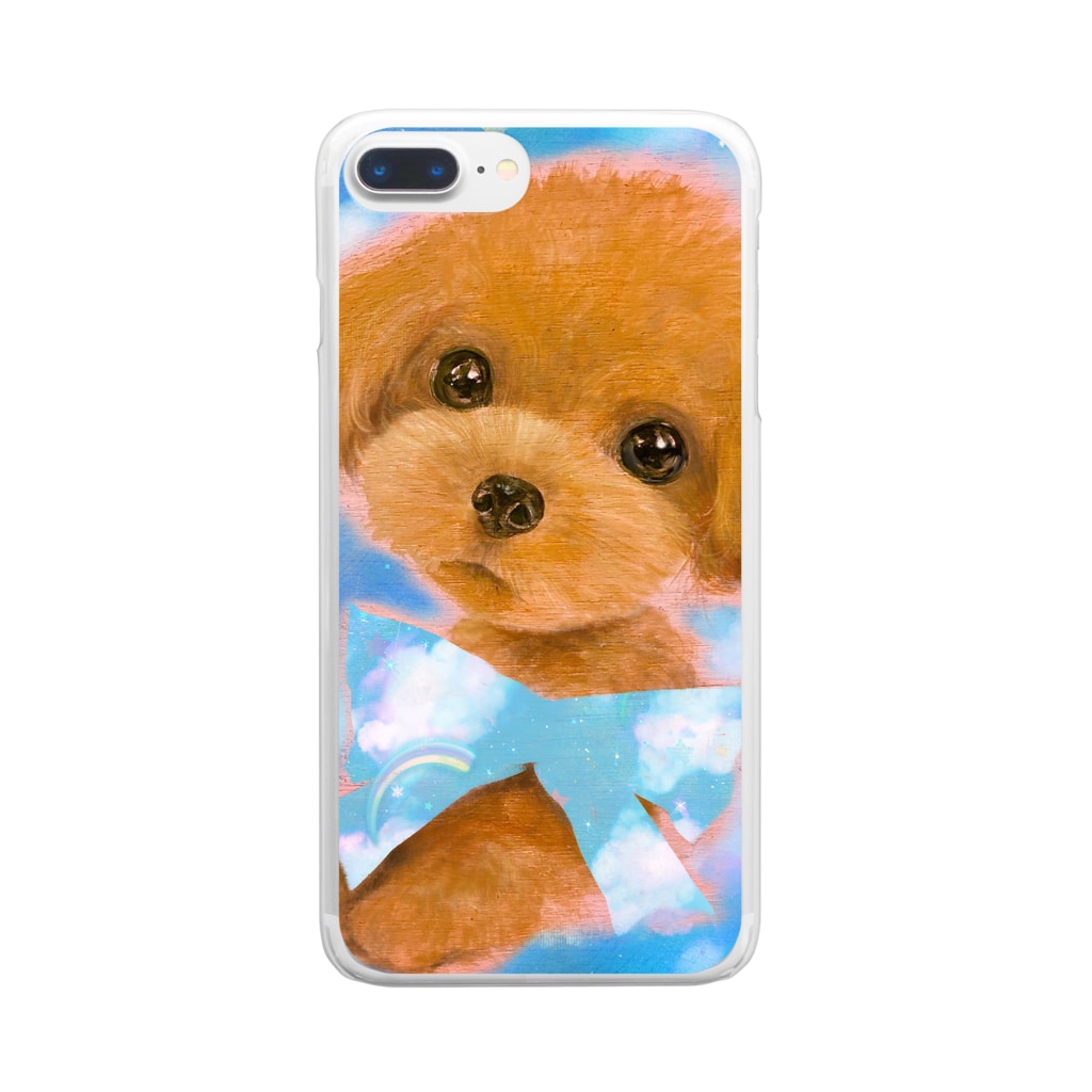 かわいいトイプードルの子犬と夢かわいい雲のイラスト Norima 39 S Shop Norima のクリアスマホケース Iphoneケース 通販 Suzuri スズリ