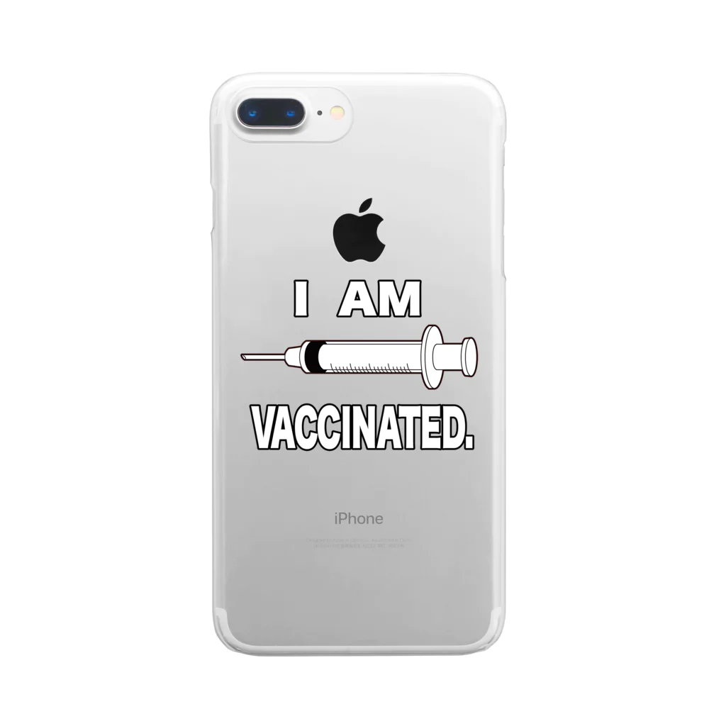 illust_designs_labのワクチン接種済みのイラスト COVID-19 vaccine mRNA 英語文字付き Clear Smartphone Case