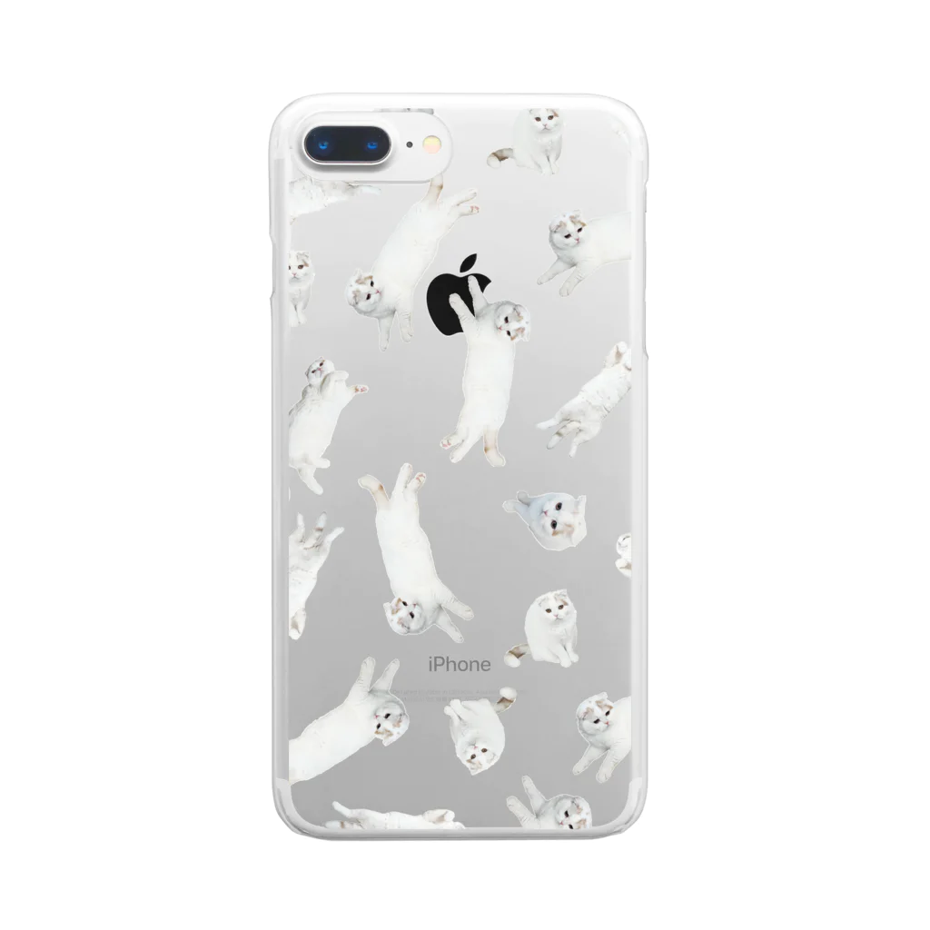 WHITE CAT LAND :Dのしろねこだらけ Clear Smartphone Case