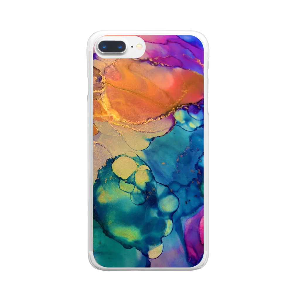 yun_yun_yuffyのAlcohol ink Art Design Session. Clear Smartphone Case