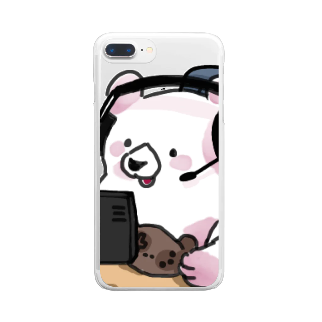 ふんわり動物まーけっと　byすみろんのゲーミングしろくまくん Clear Smartphone Case