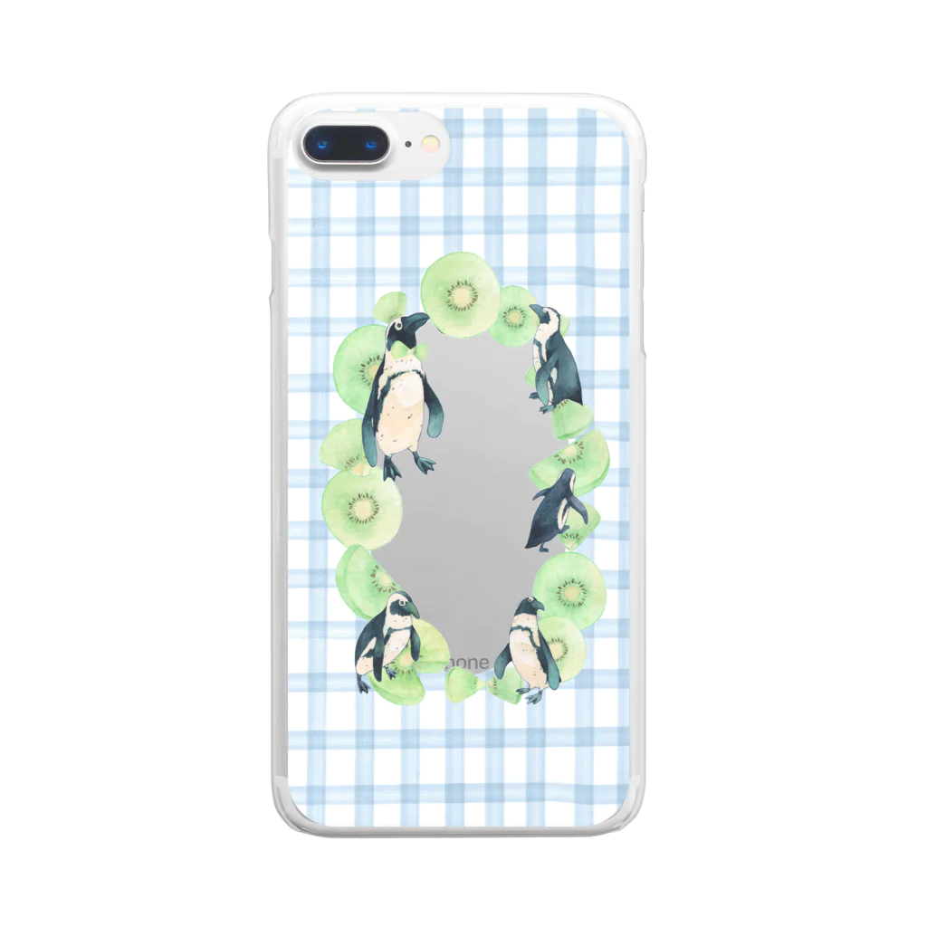 山田デイジーのペンギン×キウイ×おめかし Clear Smartphone Case