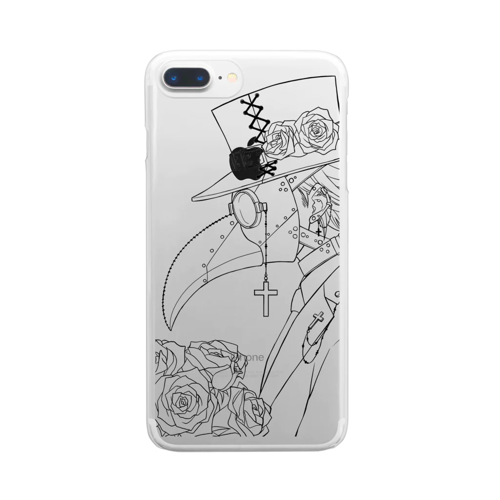 shiro-monochrome46の薔薇と十字架と特殊マスク Clear Smartphone Case