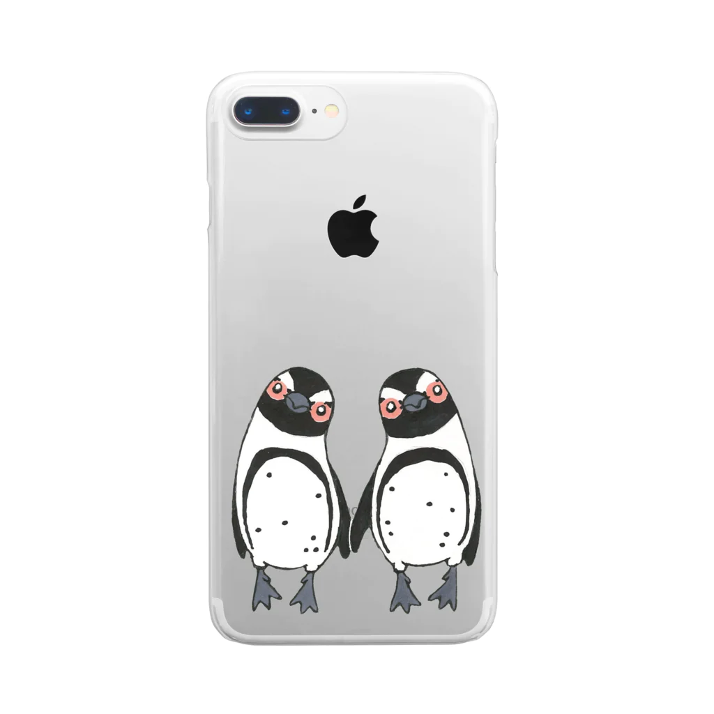 penguininkoの手繋ぎケープペンギンのカップル🐧❤️🐧 Clear Smartphone Case