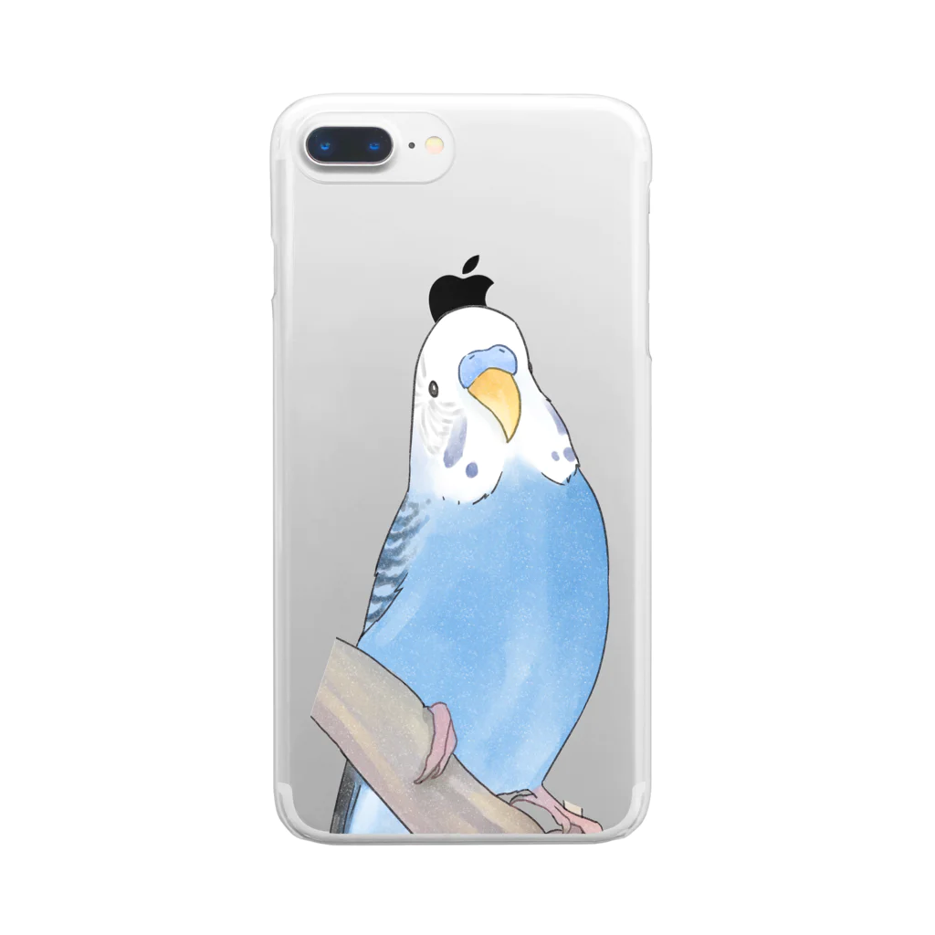 まめるりはことりのセキセイインコちゃんと止まり木【まめるりはことり】 Clear Smartphone Case