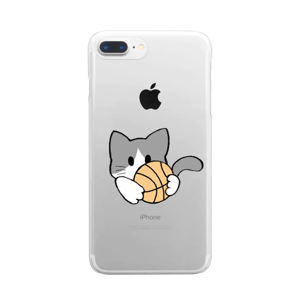 グリヴェール森の雑貨のねこ【灰/白】 Clear Smartphone Case